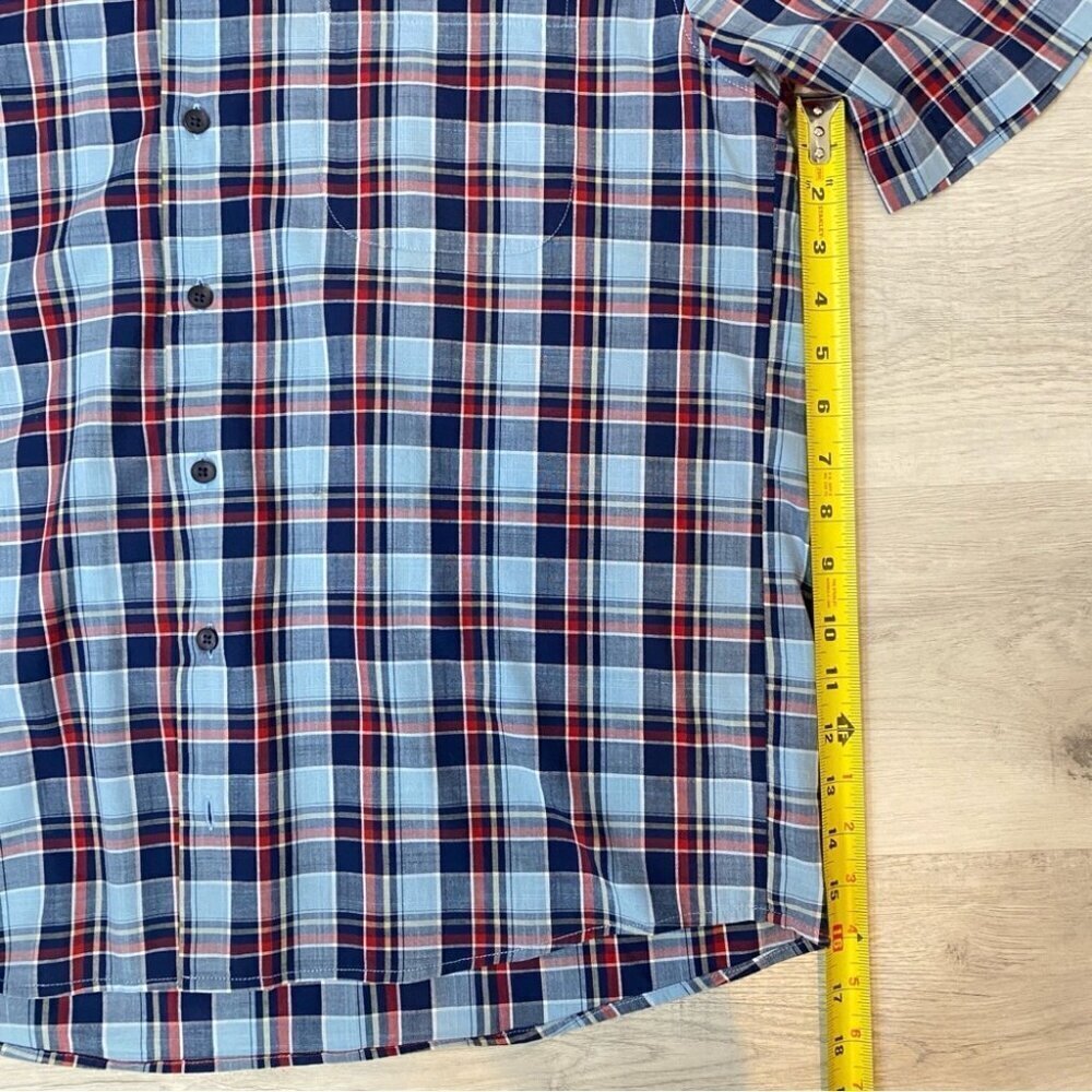 Haupt Regular Fit Short Sleeve Dress Shirt - Neck 16.5 41/42 Blue Plaid - Picture 12 of 17